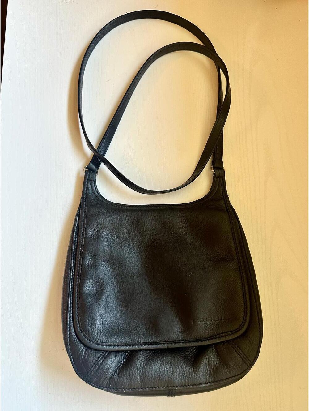 Fossil Vintage Black Leather Crossbody Snap Flap Closure